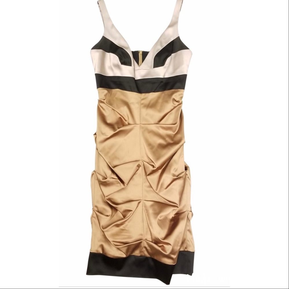 Nicole Miller Collection Gold Ruched Dress S4